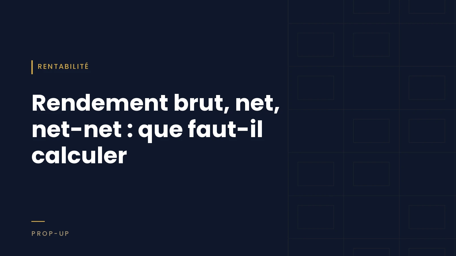 Couverture de l'article, catégorie Rentabilité, sur fond bleu nuit